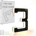 ISUNMEA 6.7 Inch Solar Lighted House Numbers for Outside, Light Up Waterproof LED Address Signs for Houses, Backlit Illuminated Exterior Modern House Numbers Light (3-Black, 6.7IN)