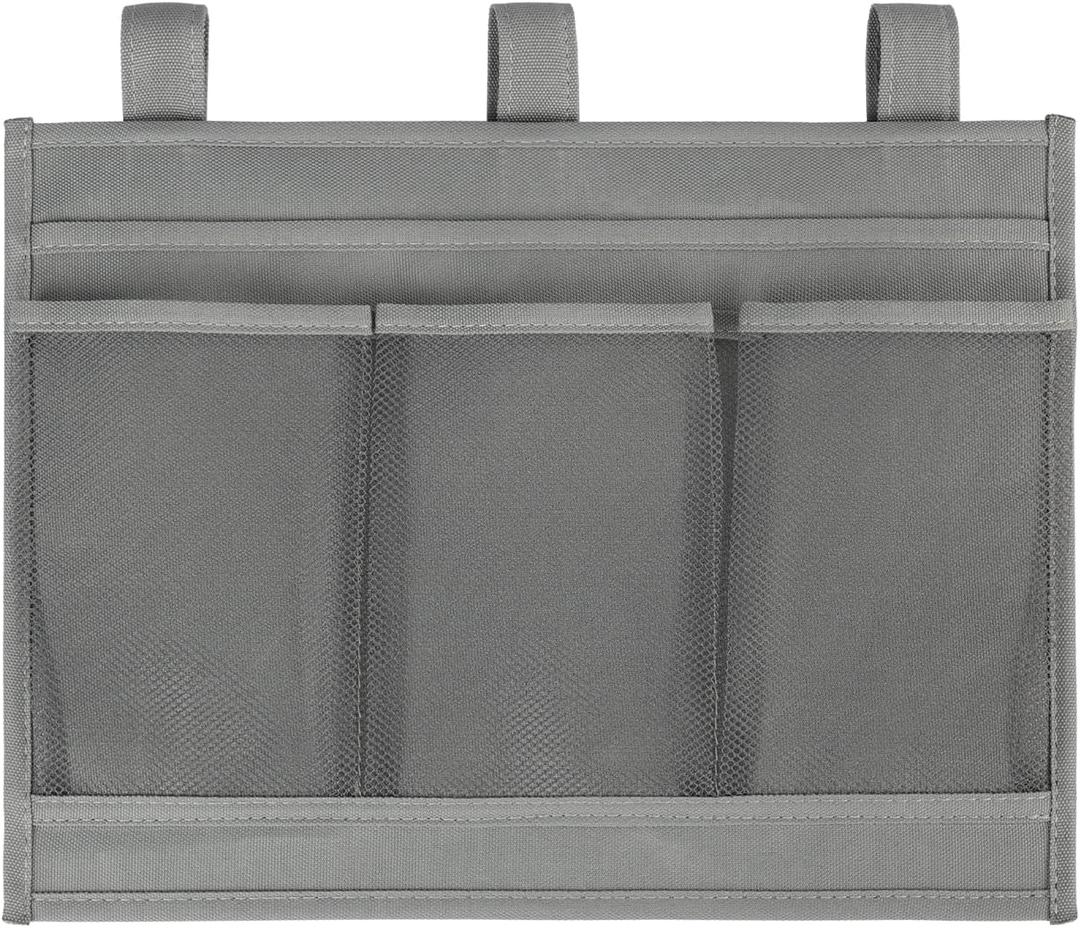 Surblue Bedside Caddy Bed Organizer Hanging Storage Bag Pocket for Bunk Hospital Beds College Dorm Rooms Baby Bed Rails Camp Wheelchairs,4 Pockets, Grey