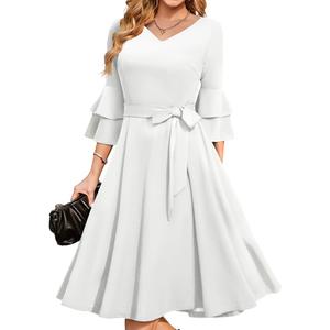 DRESSTELLS Women's Cocktail Dresses, Formal Wedding Guest Modest Church Vintage Tea Party Midi Evening Dress 3XL