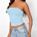 Trendy Queen Women's Strapless Bandeau Crop Top (Blue, M)