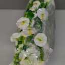 Artificial Fake Flowers For Outdoor Outside Decoration,16 Bundles UV Resistant Faux Plastic White Flowers with Green Eucalyptus Stem Plants Bulk Look Real for Home Porch yard Patio Planters (White)