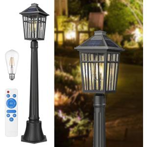Darkaway 41inch Solar Post Lights Outdoor Light Fixture, Dusk to Dawn Aluminum Lamp with Remote and Pole Mount Base, Solar Lamp Fence Deck Post Lighting for Garden Patio Pathway
