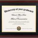 upsimples 11x14 Diploma Frame Certificate Degree Document Frame with High Definition Glass, 8.5 x 11 with mat for Wall and Tabletop, Mahogany Double Mat, 1 Pack