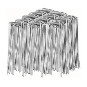 100 Pack Garden Landscape Staples, 6 Inch 11 Gauge Galvanized Garden Stakes Ground U Shaped Landscape Pins to Secure Lawn Fabrics Weed Barrier Covers Ground Cover and Landscaping