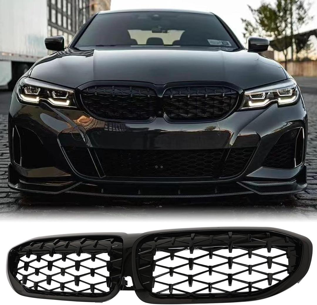 G20 Grill - Black Kidney Grille Compatible With 2019-2022 3 Series G20 316i/318i/320i/328i/330i/335i/340i Gloss Black Diamond