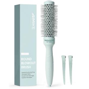 AIMIKE NaturaVol Round Brush for Blow Out, Small Round Hair Brush Nano Thermal Ceramic & Ionic Tech, for Blow Drying & Salon-like Styling at Home, Maximum Volume Shine - 1.3" Barrel, 2.1" w/Bristle