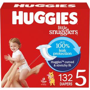 Huggies Size 5 Diapers, Little Snugglers Baby Diapers, Size 5 (27+ lbs), 132 Count (2 Packs of 66)