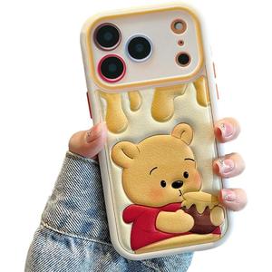 Compatible with iPhone 17 Pro Max Cute Case, Kawaii Phone Case TPU Leather Cute Bear Cartoon case Soft Rubber Shockproof Protective for iPhone 17 Pro Max Case Cover for Women Girls
