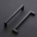 Ravinte 5 Pack Square Cabinet Pulls 6-1/4 Inch Black Kitchen Cabinet Handles Matte Black Kitchen Hardware for Drawer Pulls Drawer Handles Come with Screwdriver