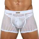 Arjen Kroos Men's Sexy Trunks Sheer Mesh Underwear Novelty Low Rise Lingerie (White, L)
