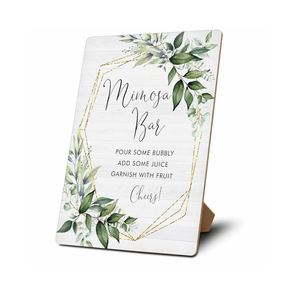 Mimosa Bar Sign, Greenery Mimosa Bar Supplies, Champagne Brunch Decor, Eucalyptus 8x10 Wooden Tabletop Sign, Mimosa Bar Decor For Bridal Shower Baby Shower Wedding Birthday Christmas Party, 12
