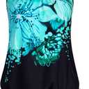 Arolina Plus Size Tankini Tops for Women with Bulit in Bra Modest Blouson Swimwear Swim Top 2026 Blue Flowers (18W)