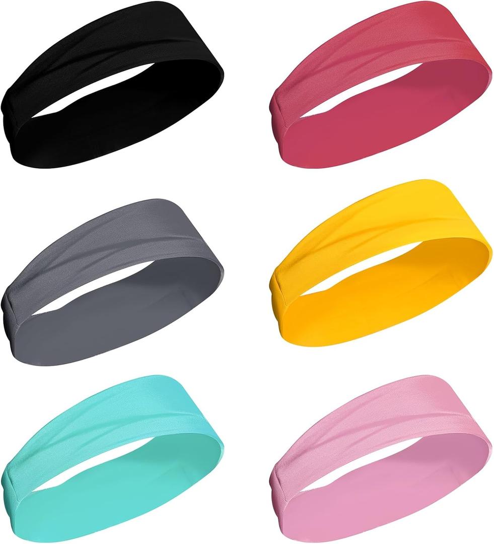 2 x hoyuwak 6pcs Headbands for Women  Vibrant & Bold Yoga Headbands for Social Media, Music Festivals & Workouts  Photogenic Non-Slip Hair Bands (19-21 Inch)