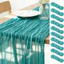 LINXTAR Teal Cheesecloth Table Runner 10 Pack 120 Inches 10Ft Gauze Summer Boho Table Runner for Wedding Tea Party Baby Shower Bridal Birthday Home Decoration
