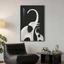 Large Framed Modern Black and White Wall Art, Contemporary Animal Elephant Artwork Prints, Minimalist Black White Pictures for Living Room Bedroom Dining Hallway Lounge Office Wall Decor 24x36 In