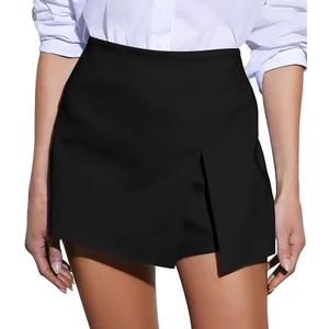 Women's Casual High Waist A-line Side Slit Asymmetrical Hem Mini Office Skorts XL