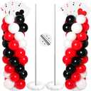 2 Sets Casino Theme Party Decoration Adjustable Poker Themed Balloon Column Stand Kit 8 Pcs Jumbo Poker Cards 129 Pcs Balloon Set for Las Vegas Game Night Birthday Party Supplies(Red Black and White)