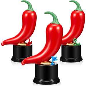 Yinkin 3 Pcs Chili Cook Off Trophies Chili Cook Off Prizes Medals Awards Decorations Salsa Contest Pepper Trophy for Winner Cooking Event Competition Gifts 1st Gold, 2nd Silver, 3rd Bronze(Cute)