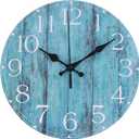 Wall Clock Rustic Design Silent Non-Ticking Round Decor Clock Battery Operated Vintage Wall Clocks for Farmhouse, Office, Bedroom, Living Room (Green B6, 10inch)