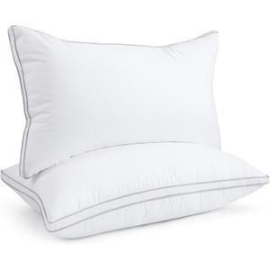 viewstar King Size Pillows Set of 2, Hotel Quality Cooling Down Alternative Gusseted Bed Pillows for Side, Back, or Stomach Sleepers, White, 19" x 33"