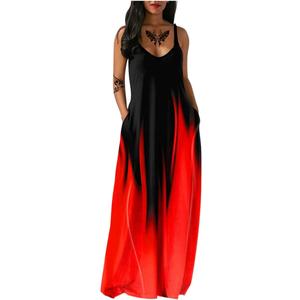Women's Summer Maxi Dress Long Dress Casual Boho Sleeveless Strap Smocked Tiered Long Beach Sun Dresses (M)
