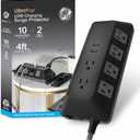 GE UltraPro Adapt 10-Outlet Surge Protector with USB Ports, 2 USB-A Ports, 2.4A, 12W, 4ft Braided Cord Power Strip Surge Protector, 3540 Joules, Black, 73775