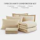 WRENSONGE King Size Comforter Sets, 7 Pieces Beige Soft Bed in a Bag King with Fitted Sheet, Flat Sheet, 2 Pillow Shams, and 2 Pillowcases- Warm Bedding Set for All Season