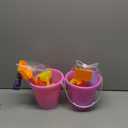 Beach Bucket Toy Set 9 Piece 1 Bucket 2 Shovels 1 Rake 5 Sand Molds 2 Pack