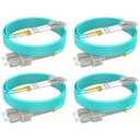 LC to SC Multimode Fiber Patch Cable, 6ft/2m-4 Pack OM3 Fiber Cable, Options 3ft~30ft, 10G, Duplex,