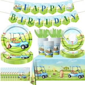 Golf Sports Party Supplies - Disposable Napkins, Dinner Plates for Golf Themed Birthdays, Sports Party Decorations
