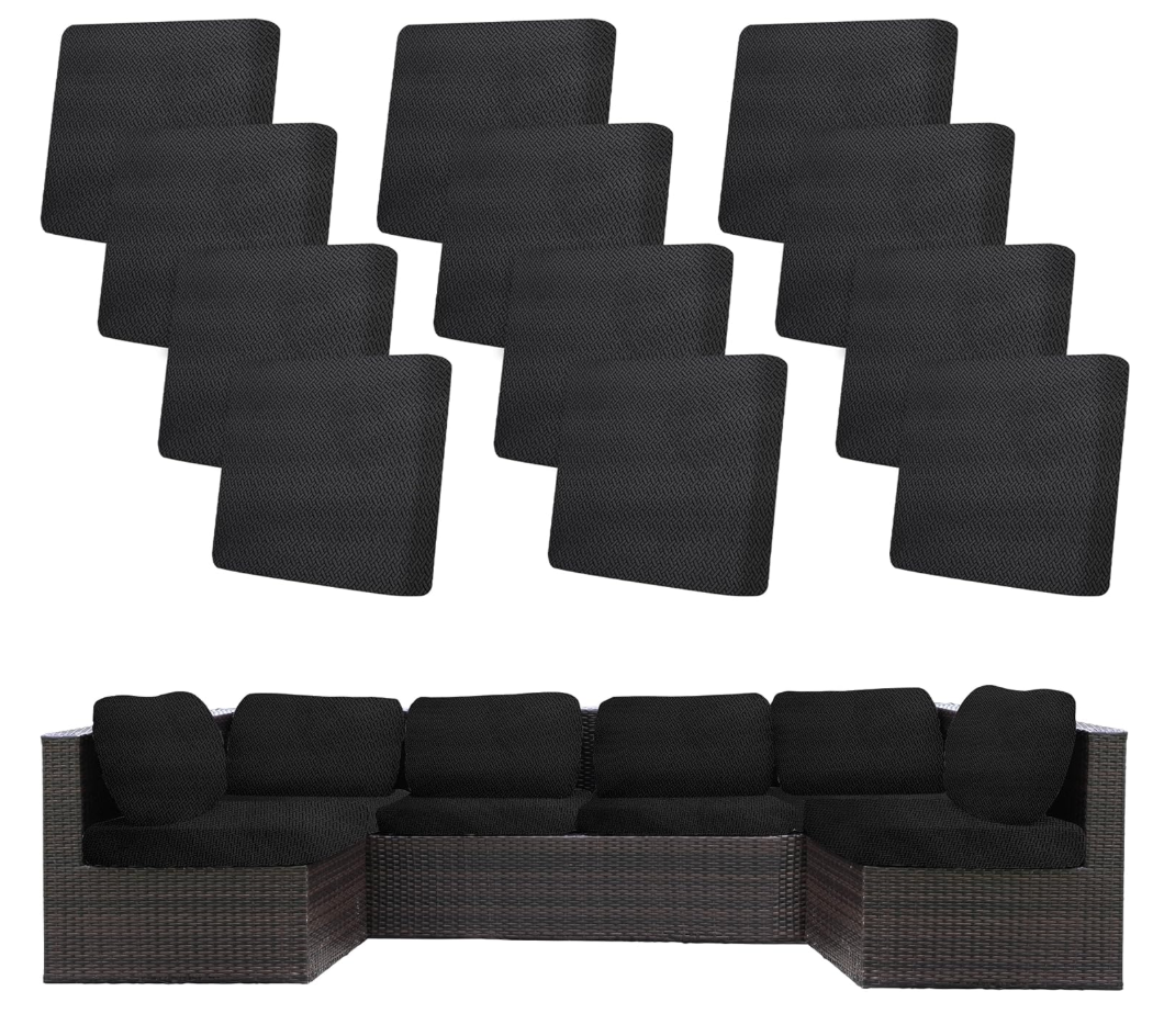 10Pcs Stretch Patio Cushion Covers,Outdoor Couch Covers Replacement,Outdoor Couch & Sofa Slipcovers,for Patio Furniture Cushion Covers,Washable Reusable Furniture Protector (Black,Cover Only)