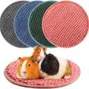 Amylove 4 Pcs Guinea Pig Cage Liner Guinea Pig Bedding Washable Fleece Pee Pads Reusable Small Animals Training Mat Small Animal Sleeping Bed for Bunny Hamster(Mixed Colors,Diameter 7.8 Inch)