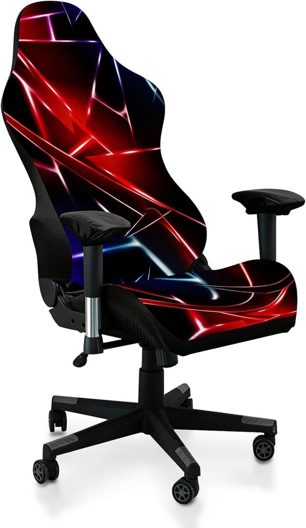 Gaming Chair Covers, 3D Printing Stretchable Soft Non-Slip Easy to Install Gamer Chair Cover with Armrest Cover(No Chair)(I)