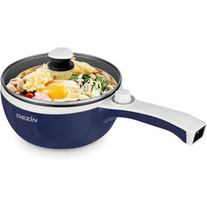 Dezin Hot Pot Electric Upgraded, Non-Stick Saut Pan, Rapid Noodles Electric Pot, 1.5L Mini Portable Hot Pot for Steak, Egg, Fried Rice, Ramen, Oatmeal, Soup with Power Adjustment