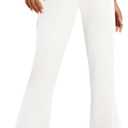TOPSRANI Womens Stretchy Bootcut Dress Pants Flare Casual Palazzo High Waist Trousers Bell Bottom Business Office Work (Large, White Pants 913)