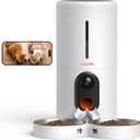 WOPET Automatic Cat Feeder with Camera for Two Cats, 6L Automatic Dog Feeder with HD Video and Night Vision, 5G/2.4G WiFi Pet Feeder for Cats & Dogs, SD Card Storage & 2-Way Audio (White)