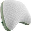 Novilla Tencel Side Sleeper Pillow for Neck and Shoulder Pain, Curved Crescent Design with Adjustable Shredded Memory Foam, Silk-Like Soft Cover for Face & Hair Care, Queen