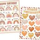 Spakon ⁸8 Pack Boho Happy Birthday Poster Chart for Classroom Birthday Calendar Poster Chart Classroom Decoration Bulletin Board Decor, 12.4 x 17.5 Inch(Boho)