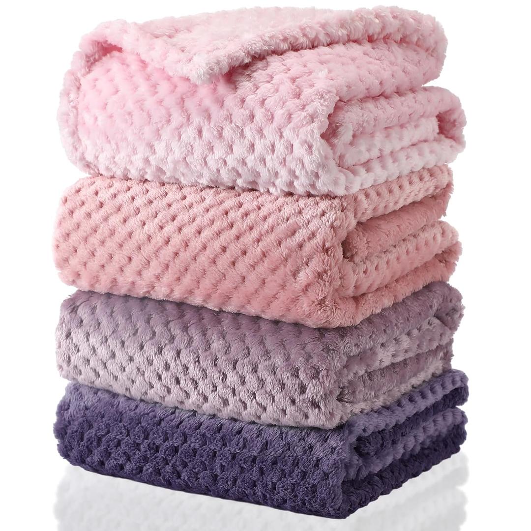 Frienda 4 Pcs Baby Fuzzy Blanket Fluffy Baby Blanket for Boys Girls Soft Warm Infant Newborn Toddler Receiving Nursery Bed Supplies, 32 x 24 Inch(Pink Color)