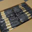 100 Pack Pre Rolled Gold Plastic Silverware Set, Wrapped Plastic Cutlery Set with Napkin Include 100 Forks,100 Spoons,100 Knives and 100 Black Napkins for Party, Wedding, Christmas