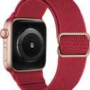 OXWALLEN XL Stretch Solo Loop Band Compatible with Apple Watch Series 11/ 10/ 9/ 8/ 7/ 6/ 5/ 4 SE Ultra 3/ 2/ 1 49mm 46 45 44mm, Adjustable Elastic Nylon Braided Sport Strap for iWatch Women Men, Burgundy Red