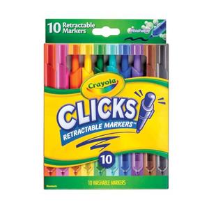 Crayola Clicks Retractable Tip Marker Set for Kids (10ct), Markers For School, Long Lasting Coloring Book Supplies, No Dry, Back to School Essentials, 6+