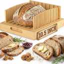 Bread Slicer for Homemade Bread - 10.5" Adjustable Sourdough Slicer with Crumb Catcher & Serving Tray - Stable Wood Bread Cutter Guide for Kitchen