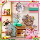 12 Pcs Spring Party Decorations Hello Spring Theme Party Decorations Flower Tulip Honeycomb Table Centerpieces for Home Office Birthday Honeycomb Supplies Decor