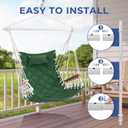 Hammock Chair Hanging Swing with Wooden Armrest,Steel Spreader Bar,Pillows,Hardware kit Included;Cotton Woven;Up to 350 Lbs,for Indoor Outdoor Green