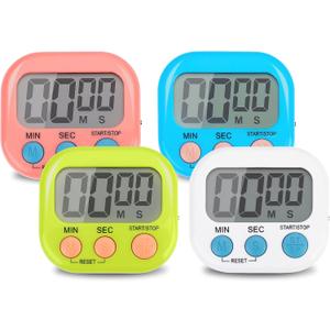 4-Piece Multi-Function Electronic Timer, Learning Management, Suitable for Kitchen, Study, Work, Exercise Training, Outdoor Activities(not Including Battery).