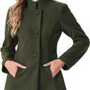 Allegra K Women's Winter Overcoat Mid-Long Stand Collar Single Breasted Coat Outerwear M