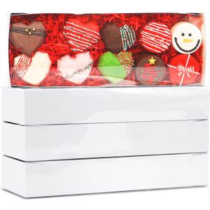 50 Pack 12x4.5x2 Inch Chocolate Covered Strawberries Boxes Drawer Macaron Boxes Bakery Box with Full Clear Window Cookie Box for Wedding Favors Baby Shower