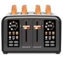 SEEDEEM Toaster 4 Slice, Stainless Steel, Touch Screen for Dual Control, Digital Timer, Smart Toaster with 6 Bread Type, 7 Shade Setting, 1.5''Wide Slot, Removable Crumb Tray, 1800W, Dark Metallic