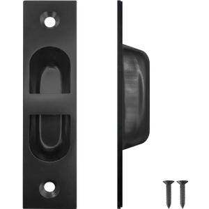 4 Inch Pocket Door Edge Pull, 304 Stainless Steel Flush Edge HandlePocket Door Hardware,Black-1 Pack